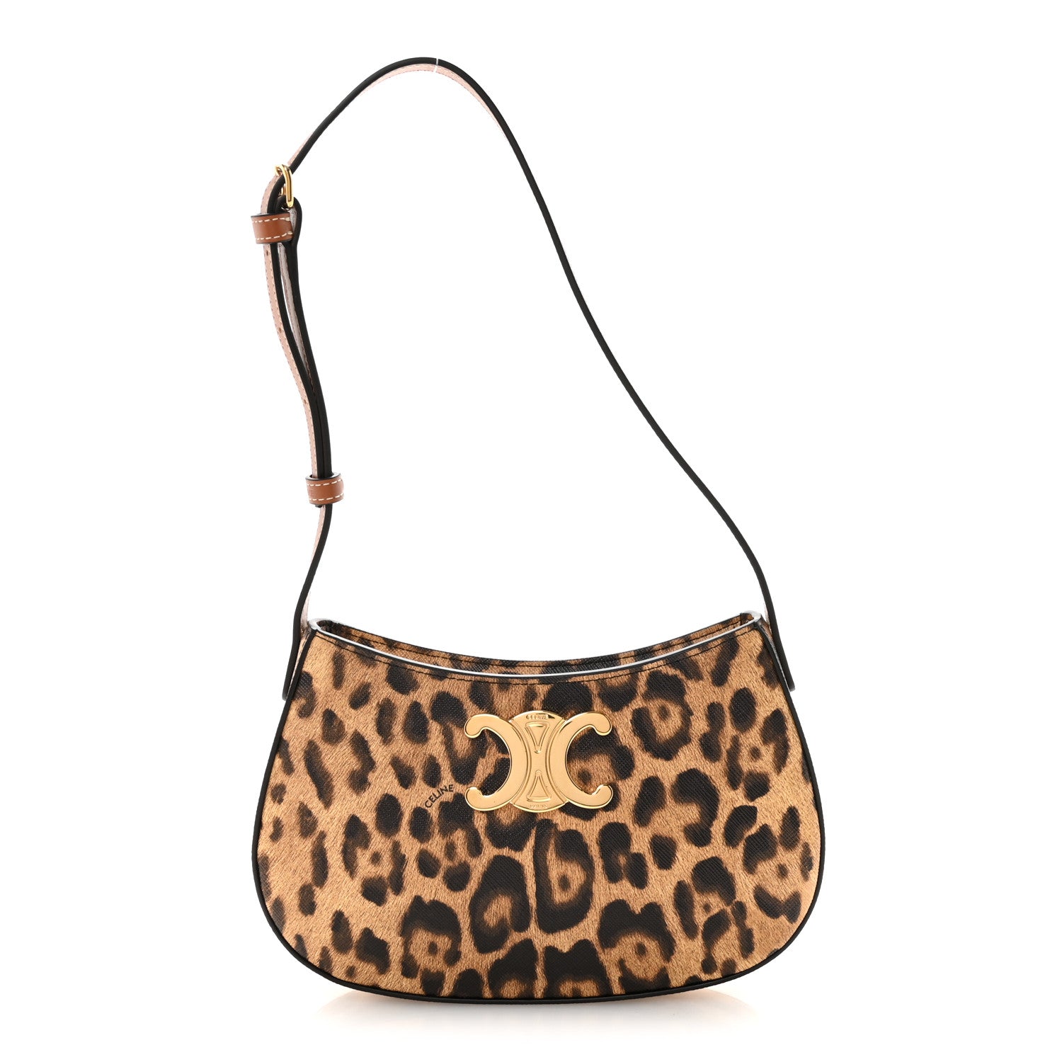 Canvas Calfskin Medium Tilly Triomphe Shoulder Bag Leopard