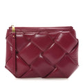 Paper Calfskin Maxi Intrecciato Padded Pouch Clutch Amaranto