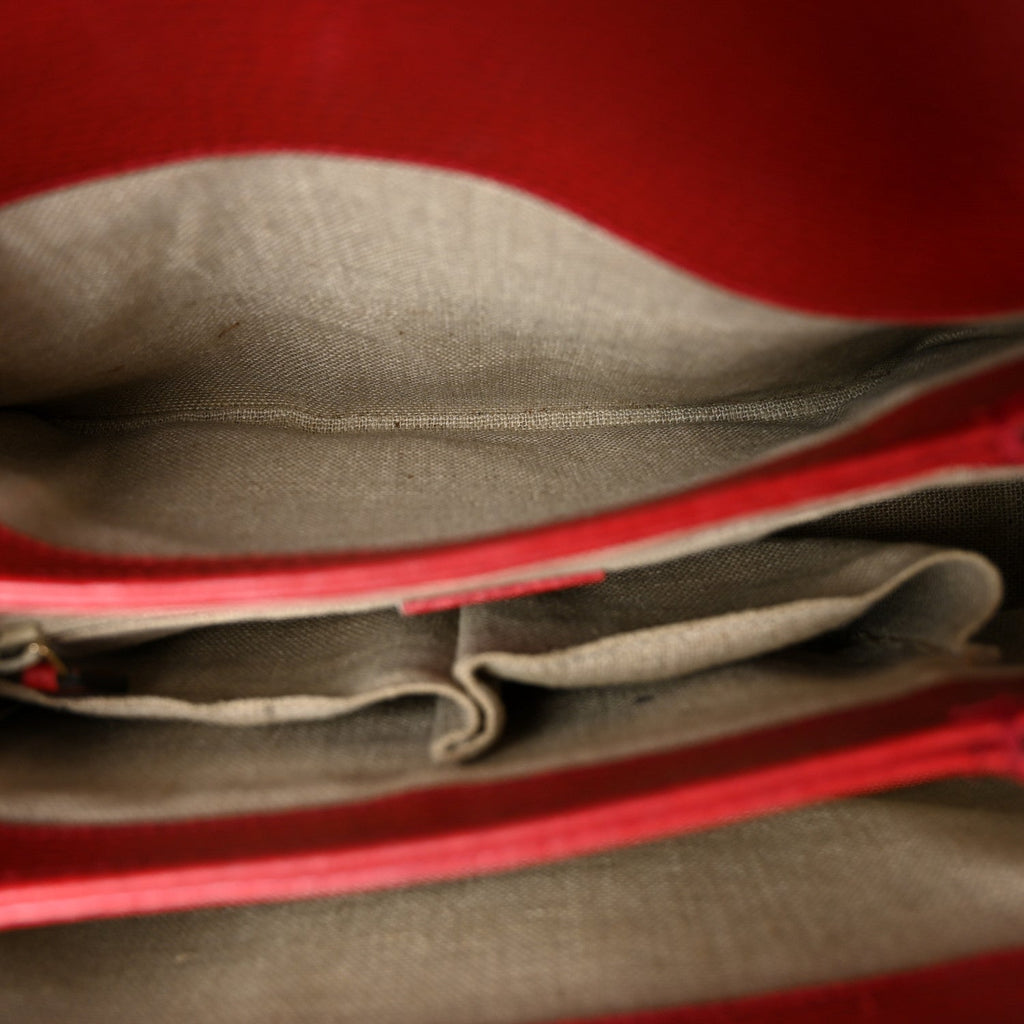 Dollar Calfskin Interlocking G Top Handle Shoulder Bag Red