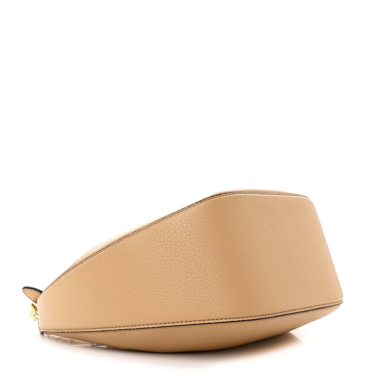 Grainy Calfskin Small Vlogo Moon Hobo Bag Cappuccino