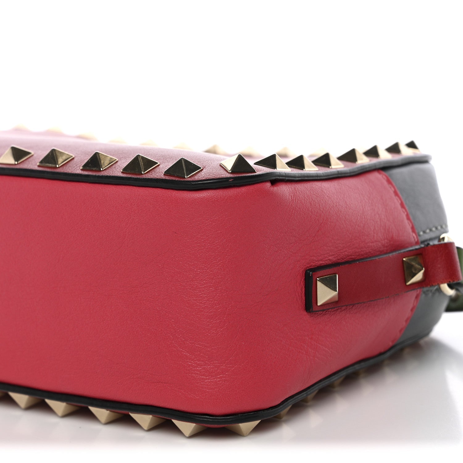 Vitello Colorblock Rockstud Camera Crossbody Bag Deep Rose Clover