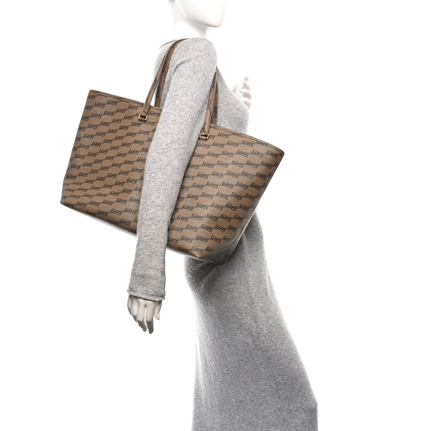 Coated Canvas BB Monogram Large Signature East West Shopper Bag Beige Brown