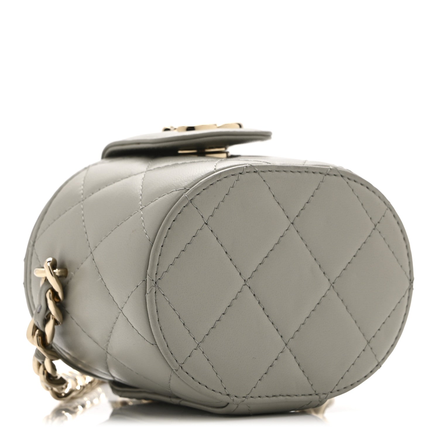 Lambskin Quilted Mini Vanity Case With Chain Grey