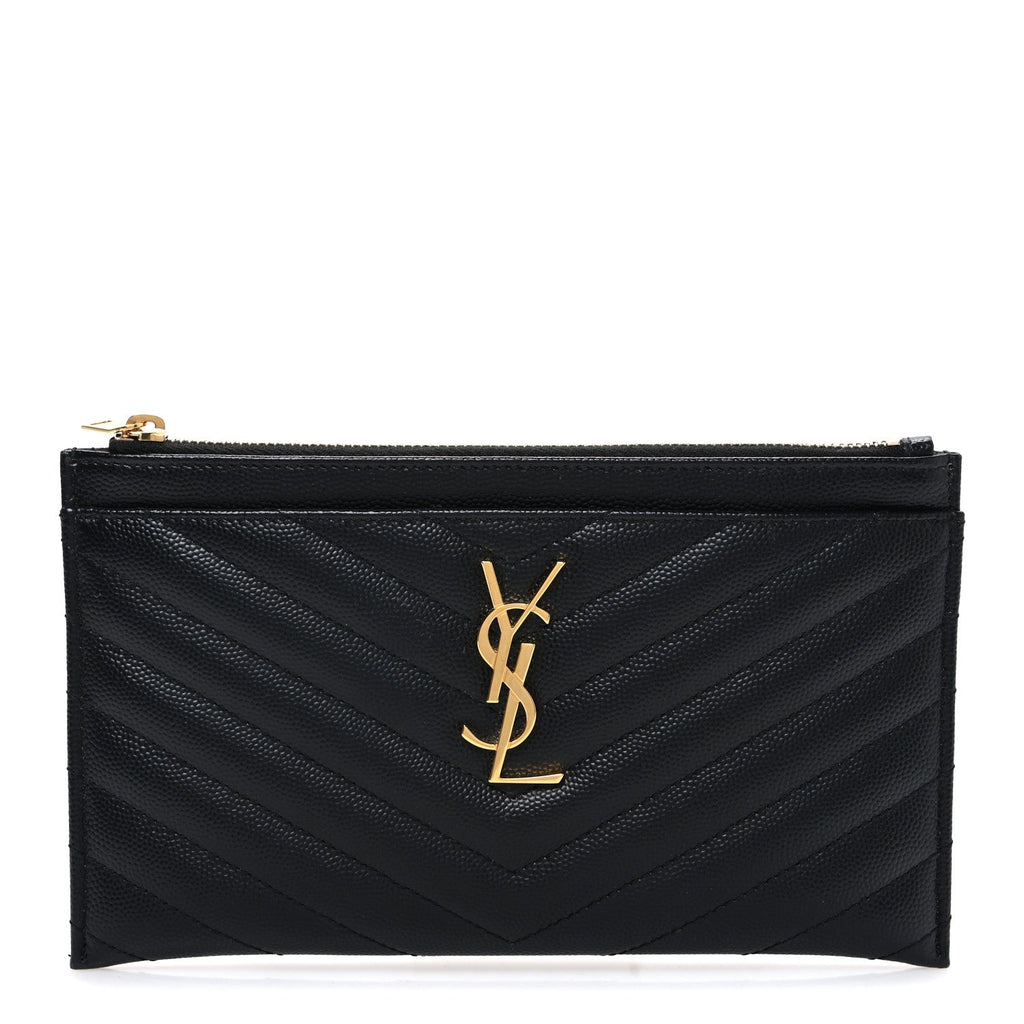 Grain De Poudre Chevron Monogram Bill Pouch Black