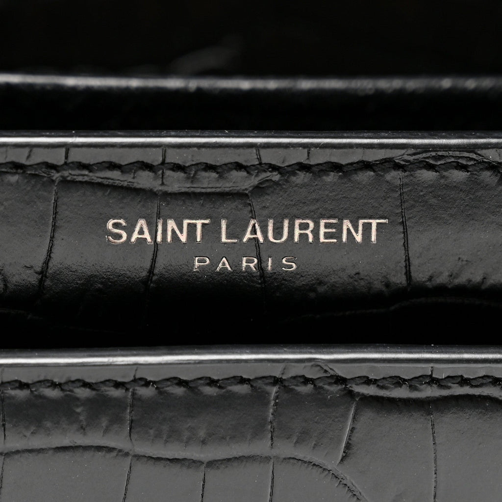 Calfskin Crocodile Embossed Medium Monochrome Monogram Sunset Black
