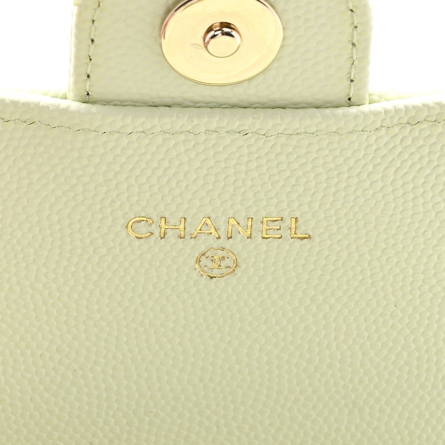 Caviar Quilted Phone Holder Wallet on Removable Chain Light Green