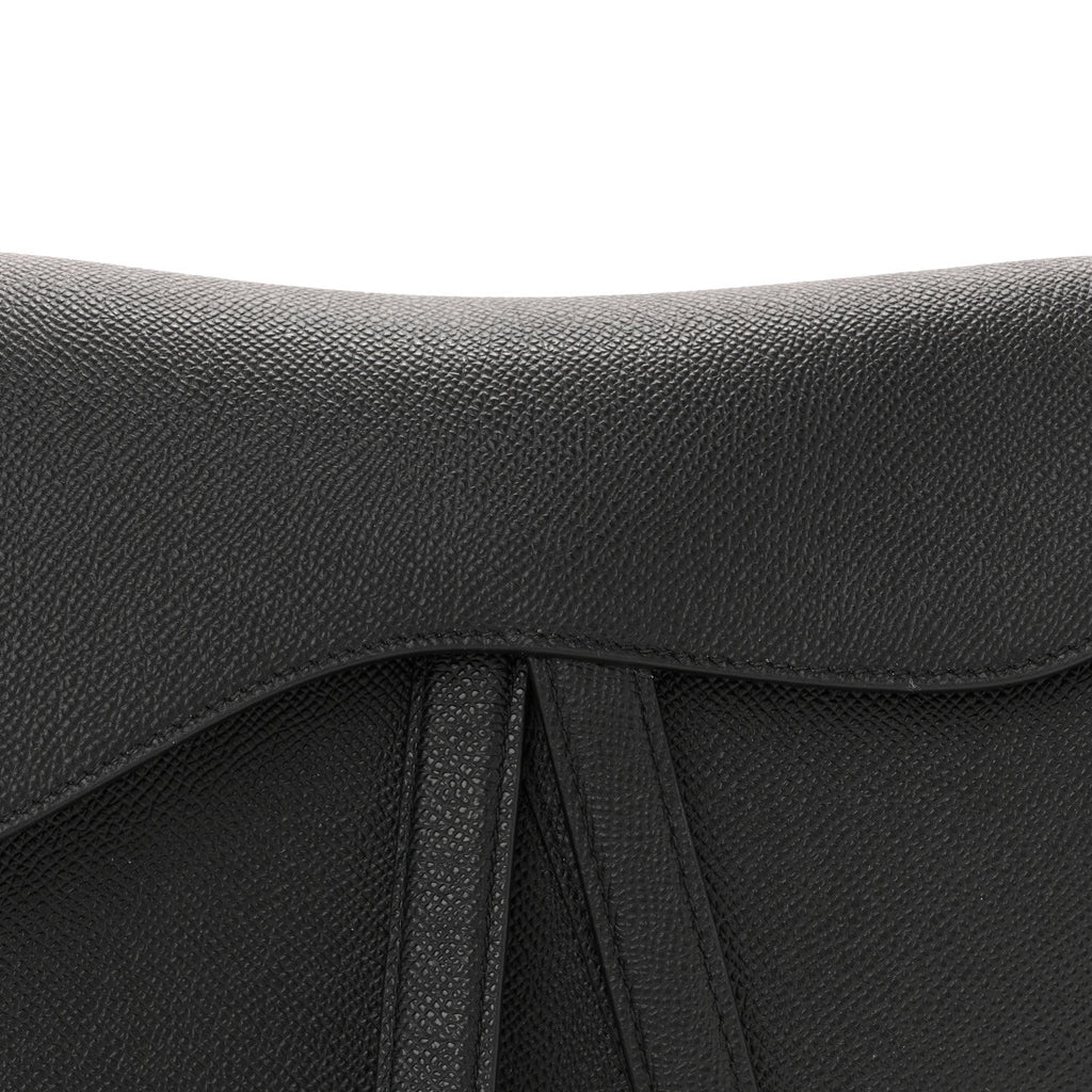 Grained Calfskin Saddle Bag Black