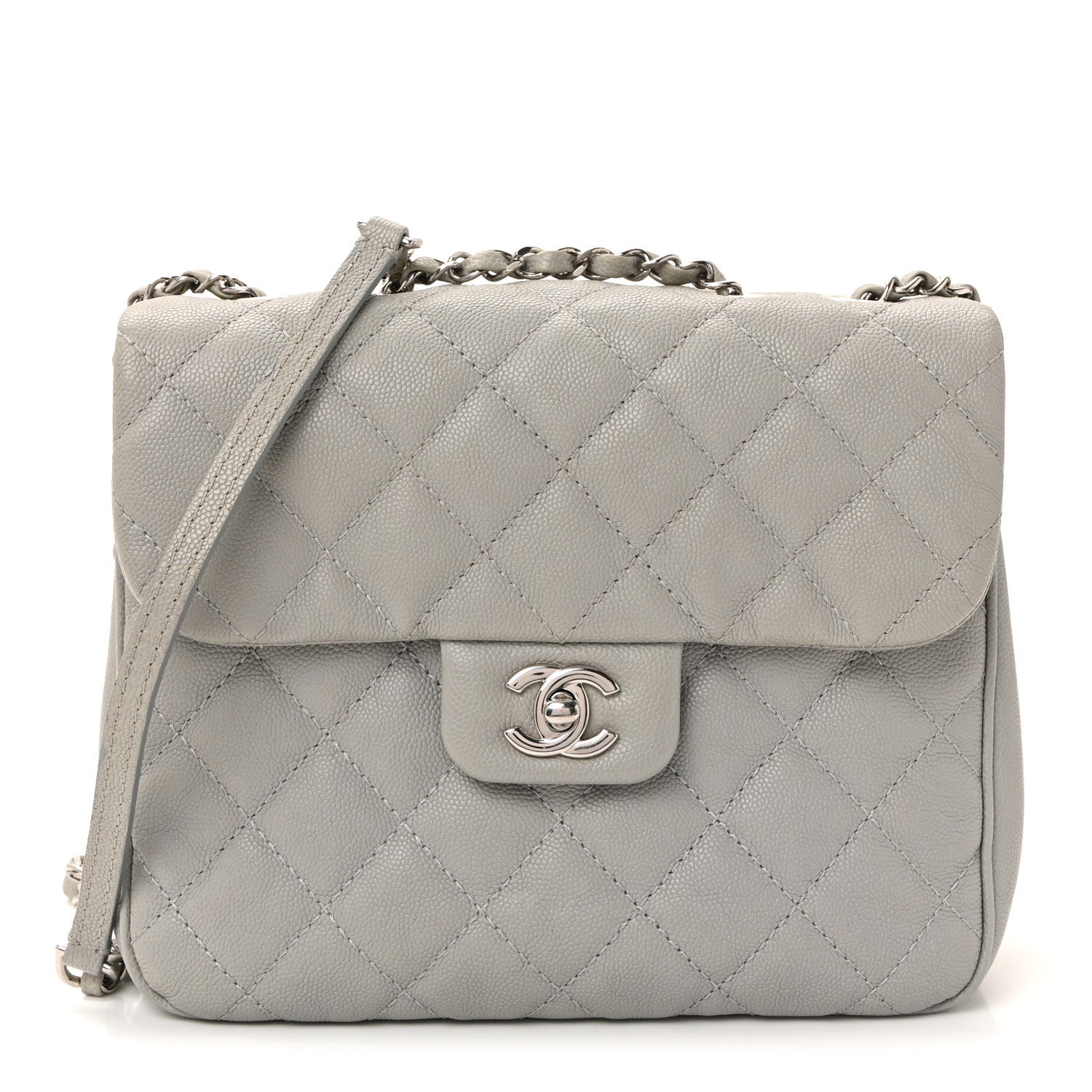 Caviar Quilted Medium Urban Companion Flap Grey