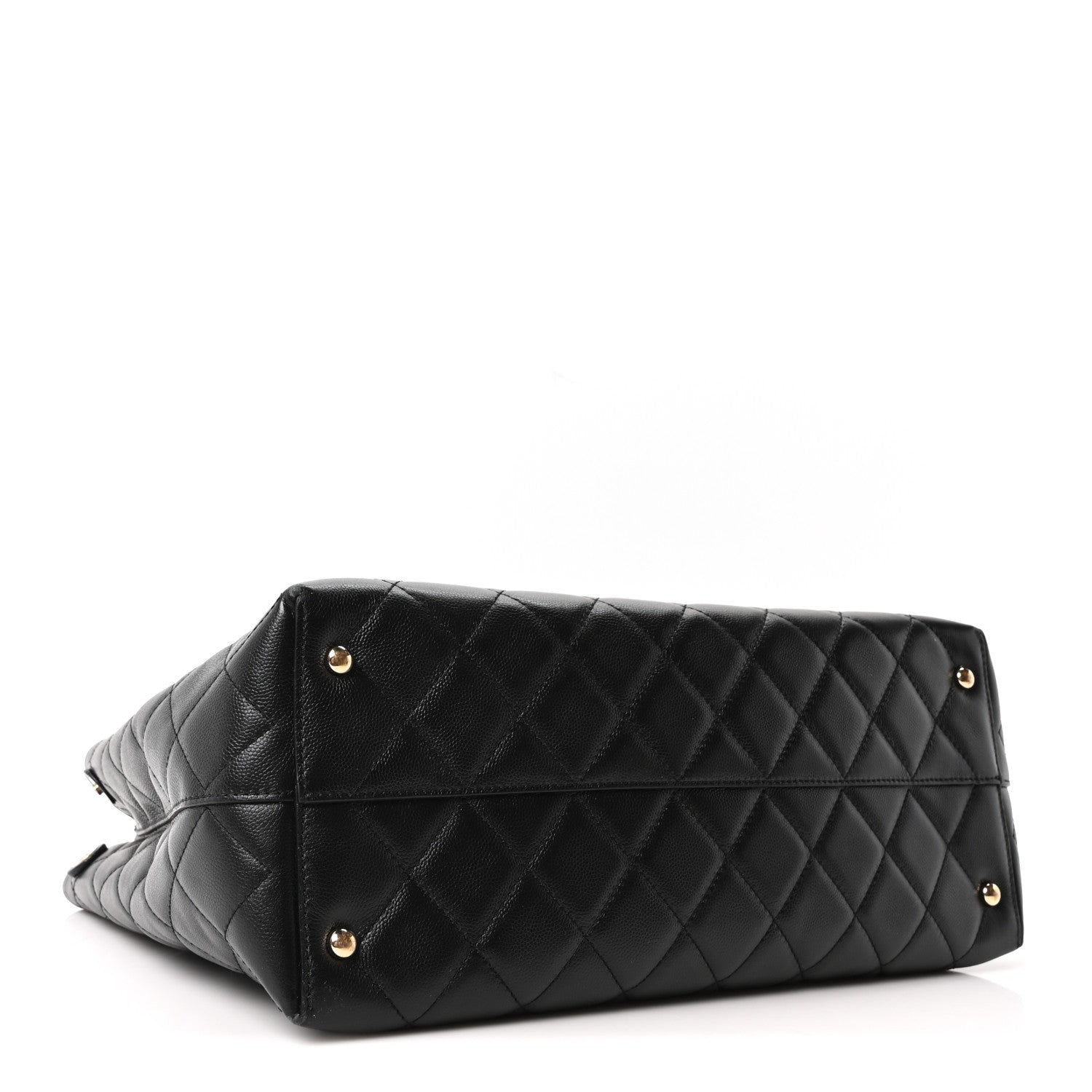 Caviar Quilted Small Shopping Tote Black