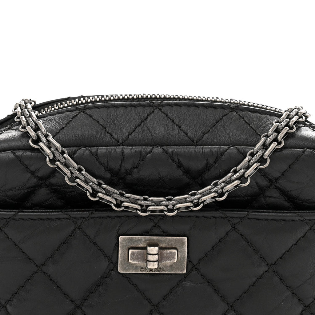 Aged Calfskin Quilted Mini Reissue Camera Case Black
