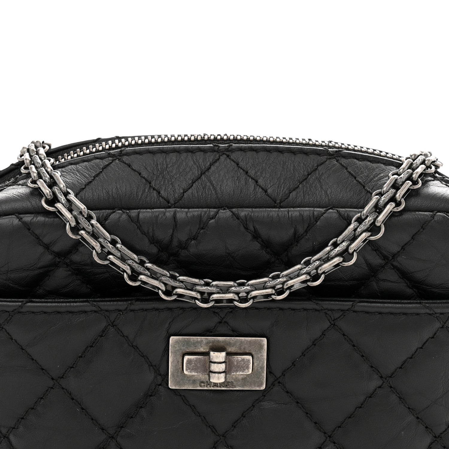 Aged Calfskin Quilted Mini Reissue Camera Case Black