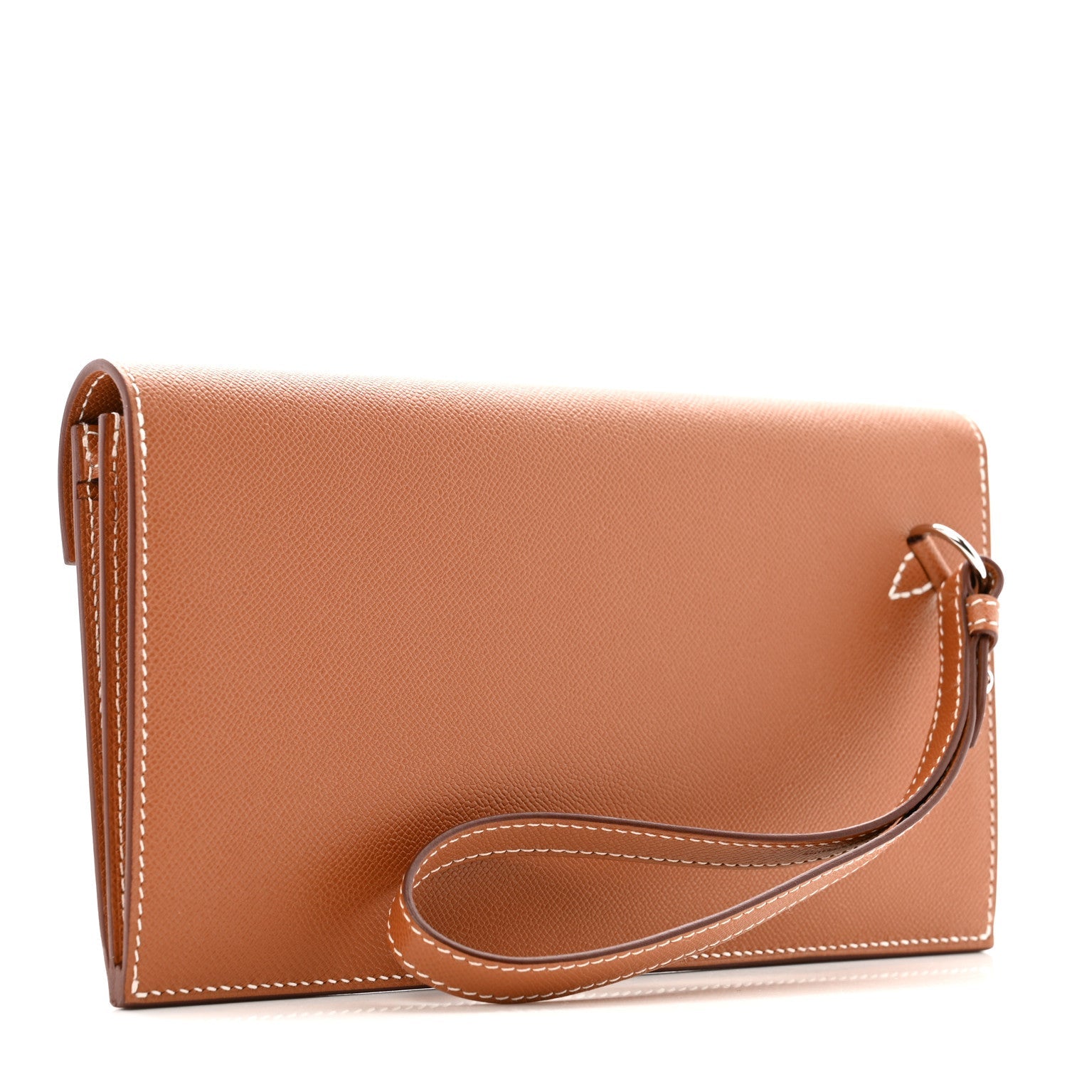 Madame Calfskin Kelly Pocket Long Wallet Gold
