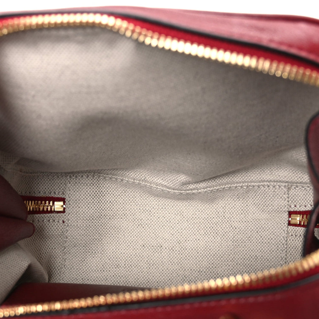 Sakai Be Green Calfskin Diagonal Stitched Blondie Top Handle Bag Rosso