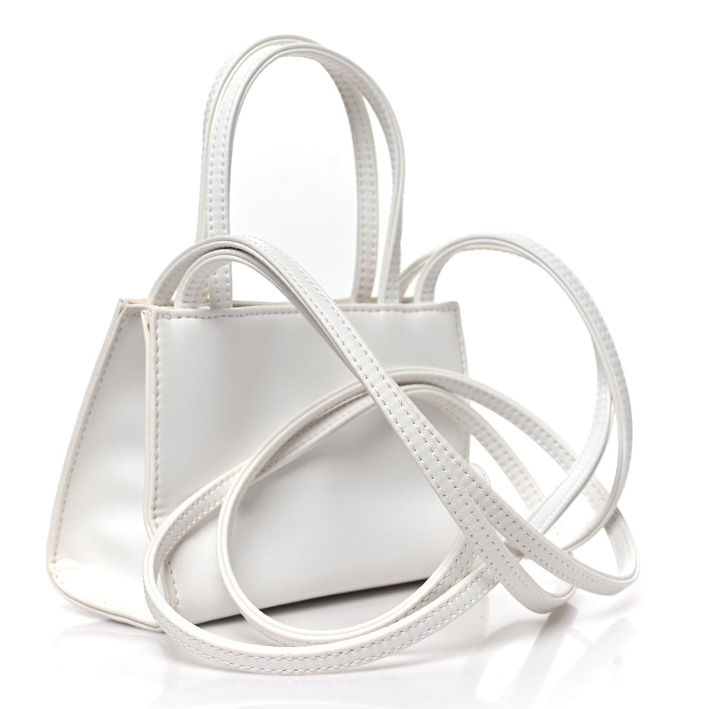 Vegan Leather Small Shopping Bag White