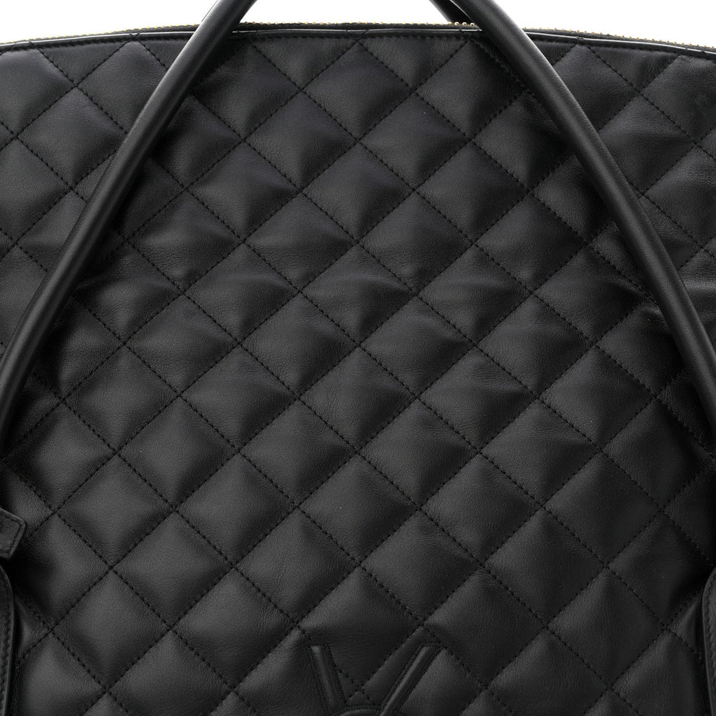 Calfskin Quilted ES Giant Travel Bag Black