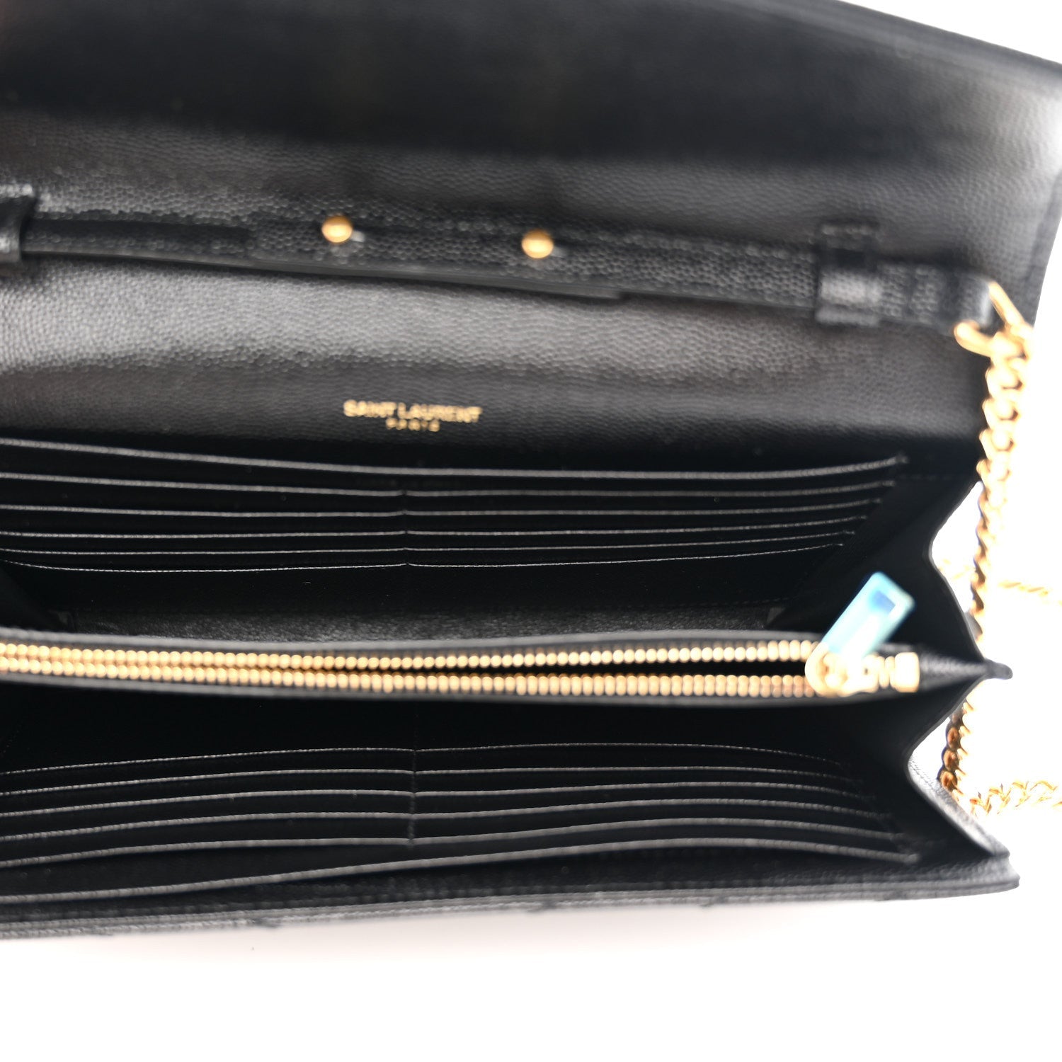 Grain De Poudre Matelasse Chevron Monogram Chain Wallet Black
