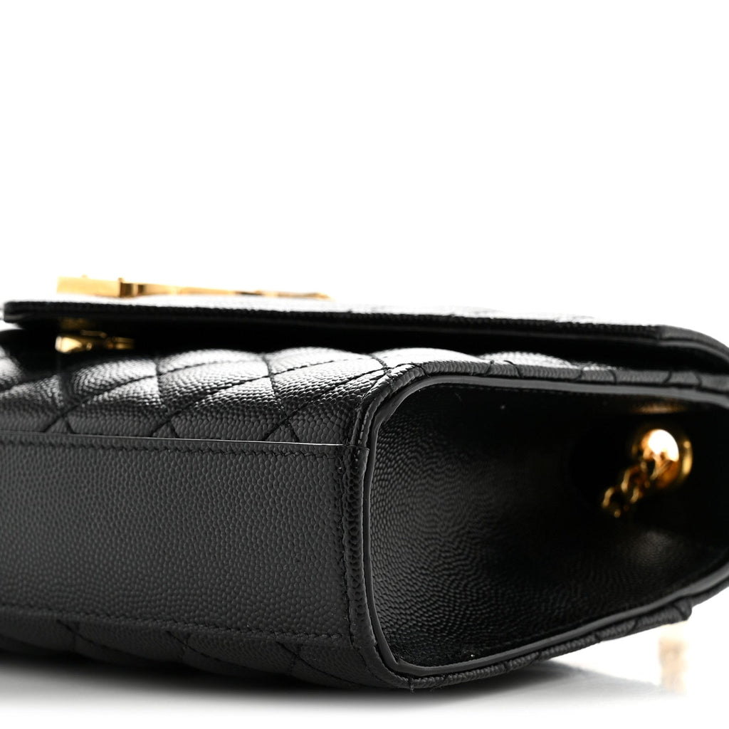 Grain De Poudre Textured Mixed Matelasse Triquilt Small Monogram Satchel Black