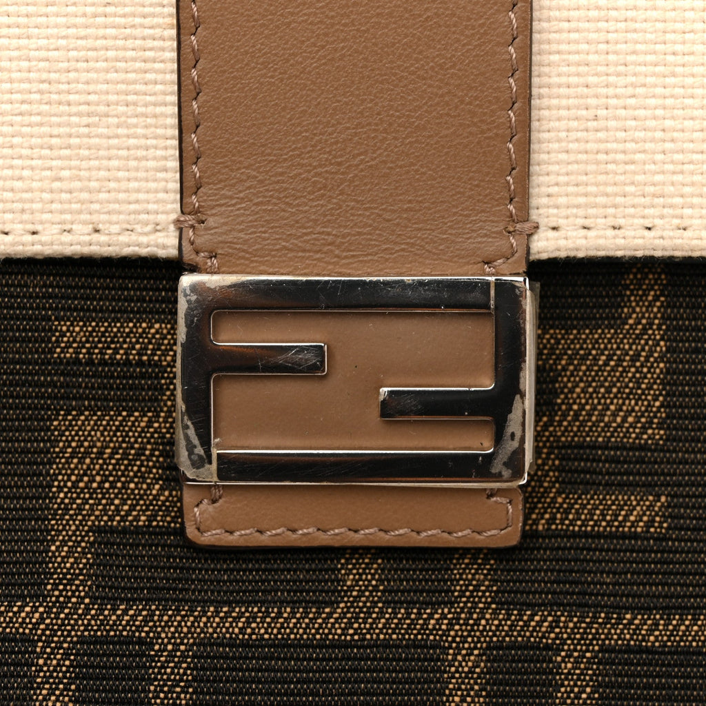 Fabric Jacquard Canvas Vitello Grace Pequin FF 1974 Baguette Belt Pouch Tobacco Moro Grezzo Sand