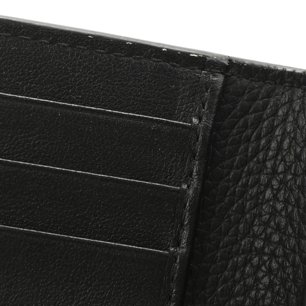 Grained Calfskin Icon Vertical Bifold  Holder Black