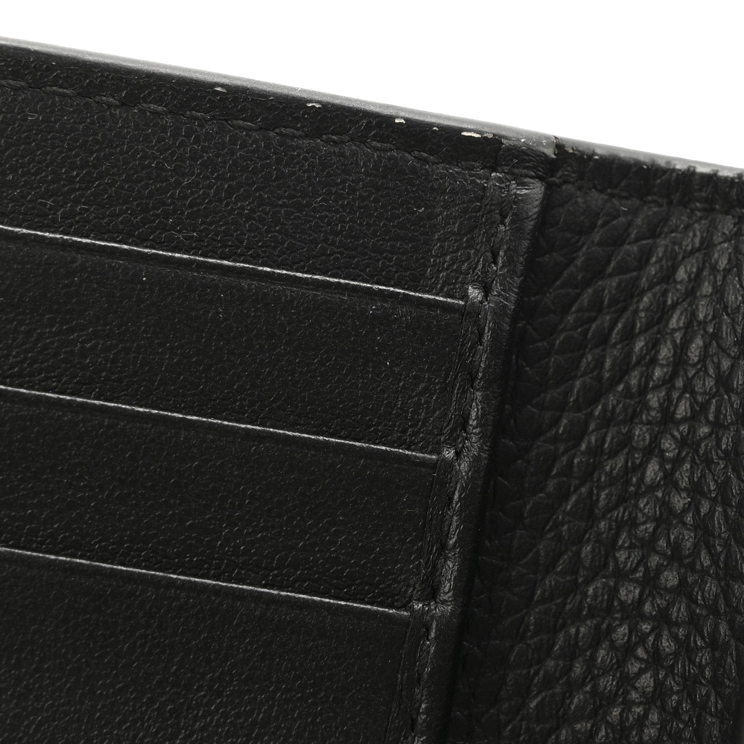 Grained Calfskin Icon Vertical Bifold  Holder Black