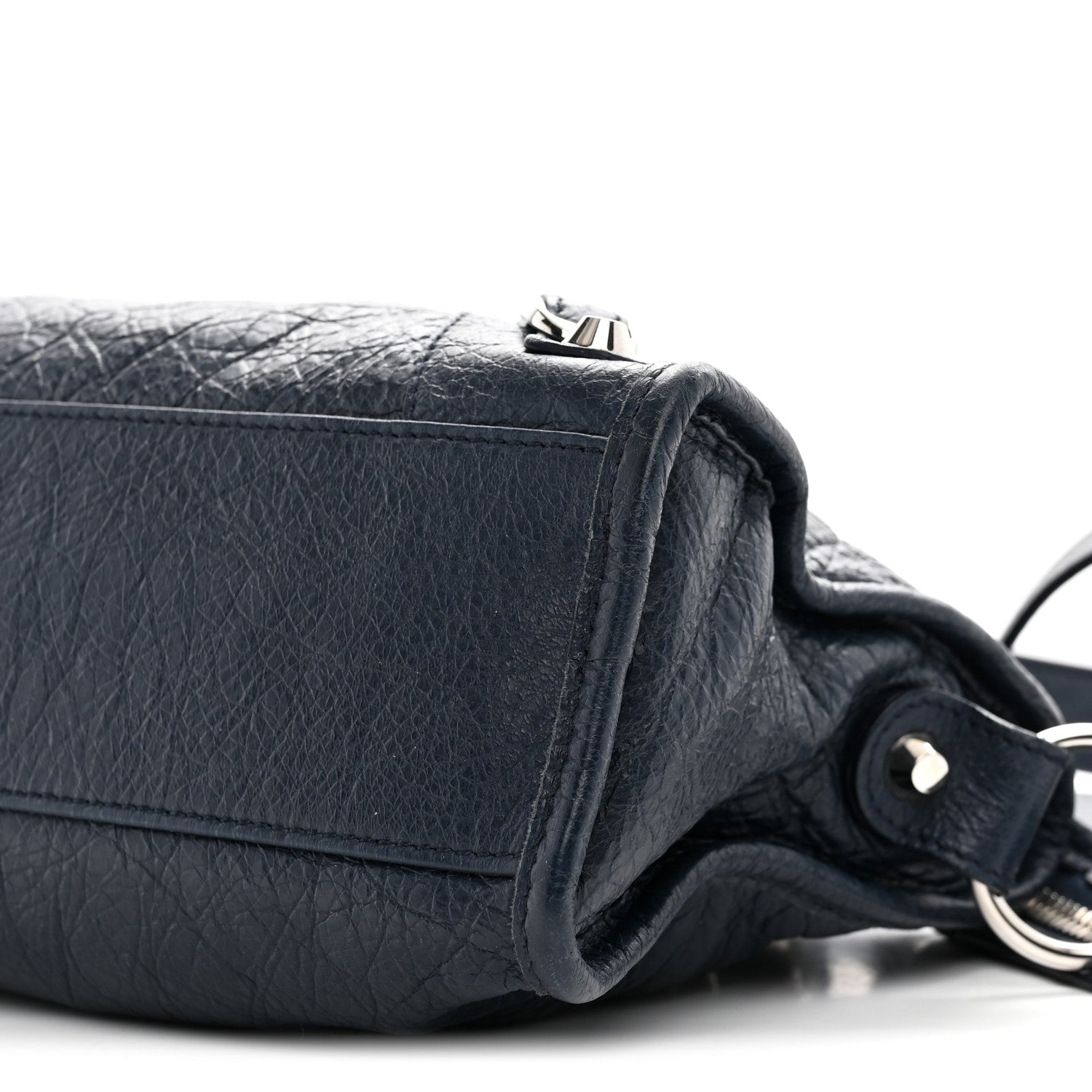 Agneau Classic Silver Hardware Mini City Bleu De Minuit
