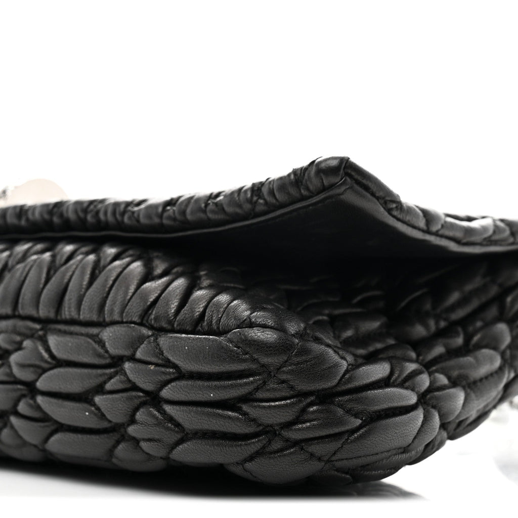 Nappa Matelasse Crystal Flap Clutch Black