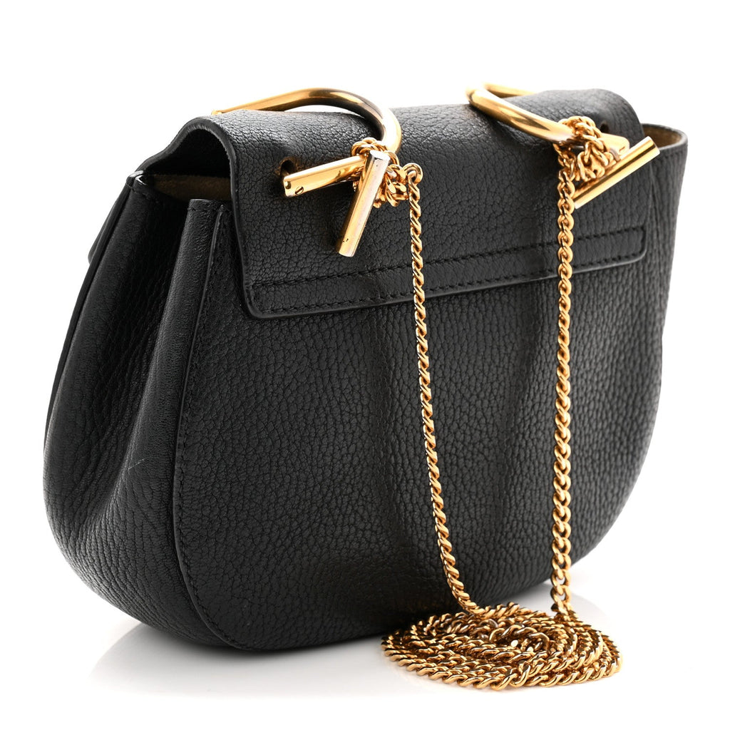 Grained Lambskin Mini Drew Shoulder Bag Black