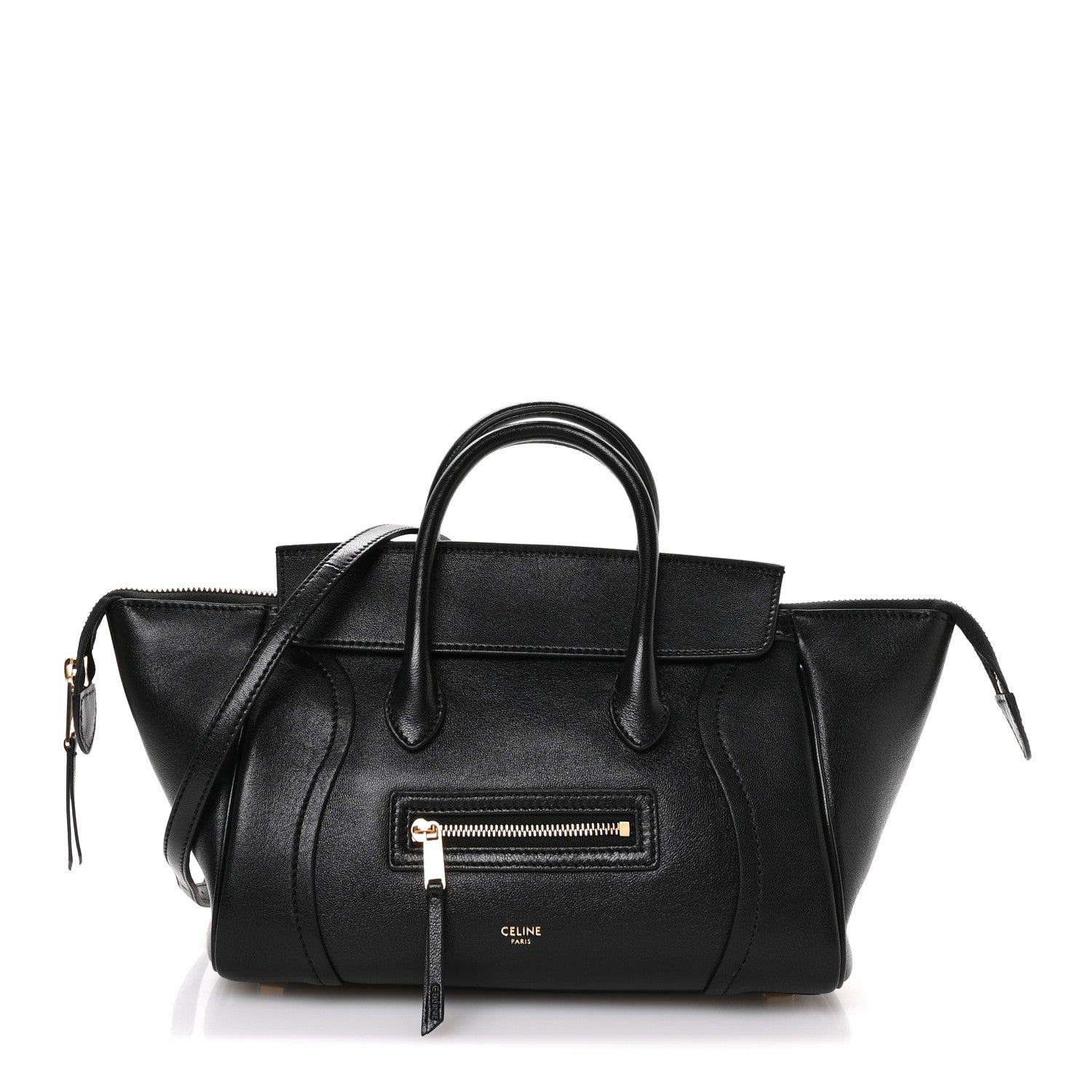 Supple Shiny Lambskin Little New Luggage Black