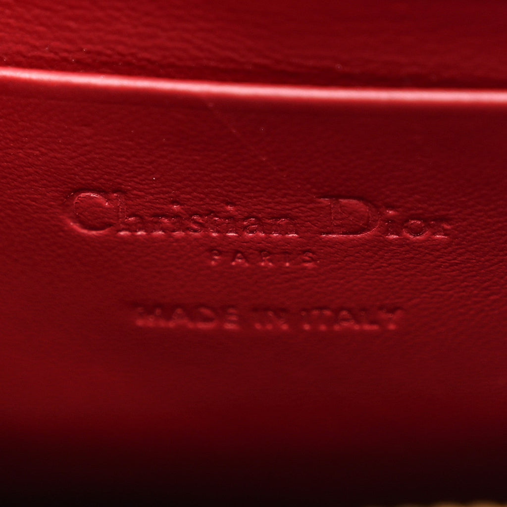 Patent Cannage Lady Dior Phone Holder Red