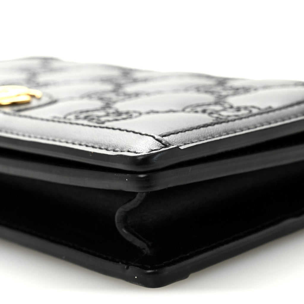 Calfskin GG Matelasse Chain Wallet Black