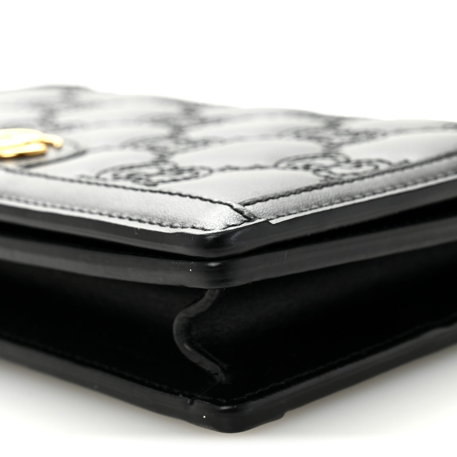 Calfskin GG Matelasse Chain Wallet Black