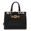 Grainy Calfskin Small Zumi Top Handle Bag Black