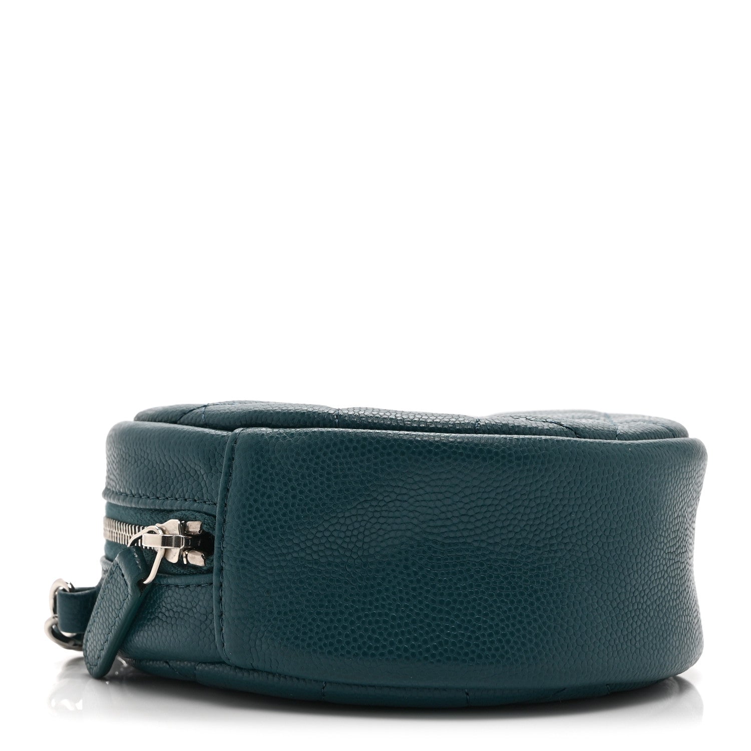 Caviar Quilted Round Clutch With Chain Green