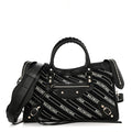 Canvas Satin Calfskin Diagonal Allover Logo Print Classic Silver Hardware S City Black White