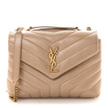 Calfskin Y Quilted Monogram Small Loulou Chain Satchel Dark Beige