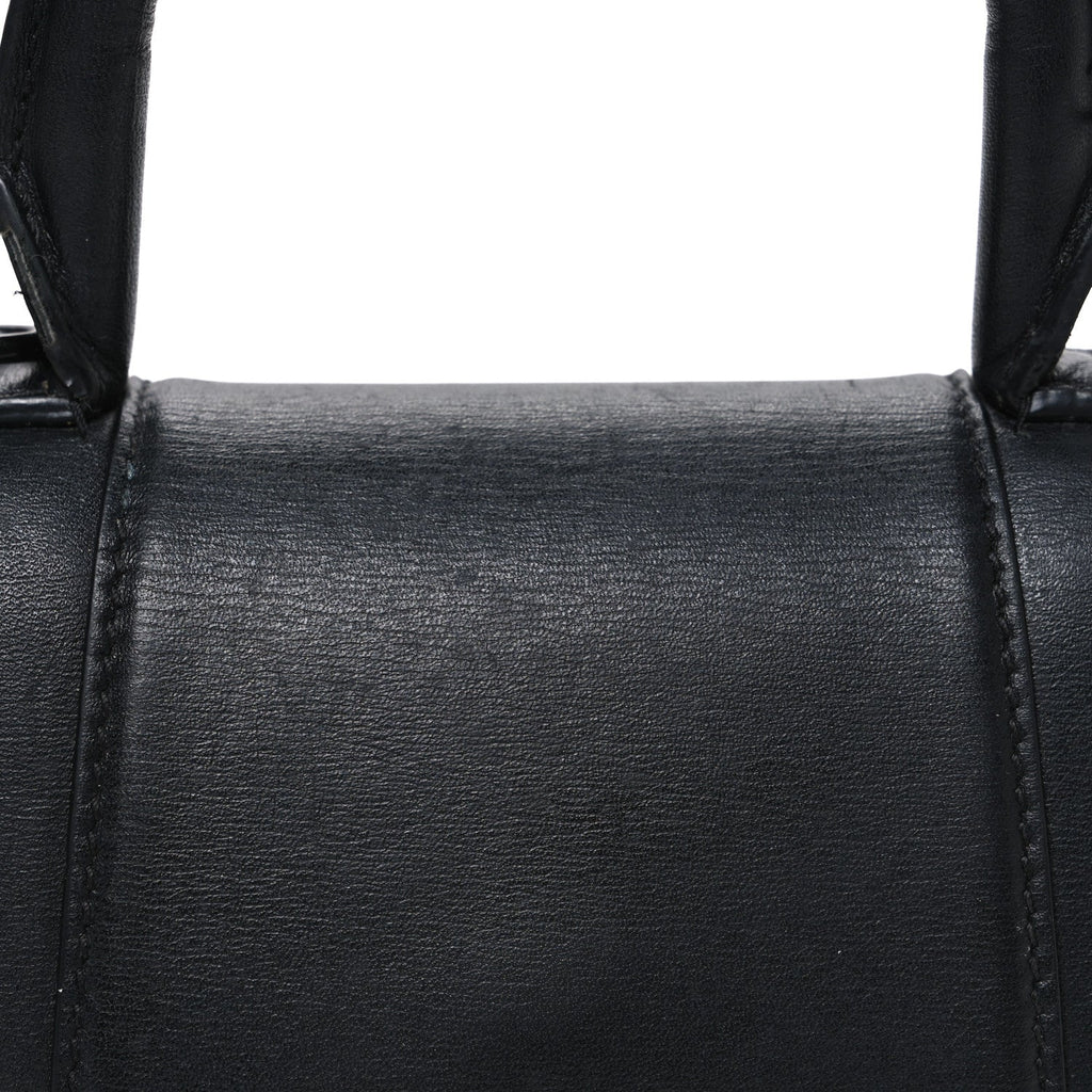 Shiny Box Calfskin Strass Hourglass Top Handle Bag XS Black