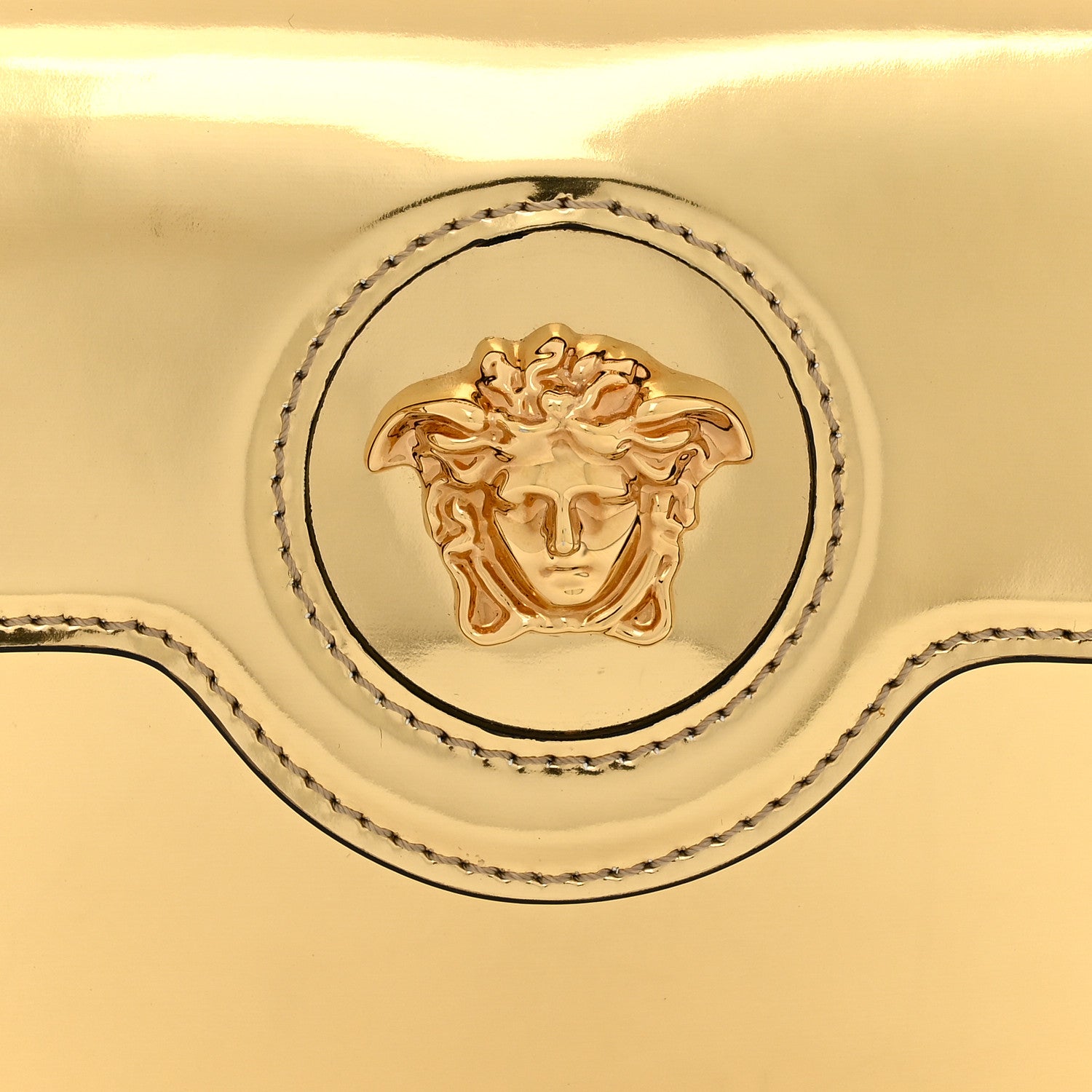 Metallic Calfskin Mini La Medusa Bag Gold