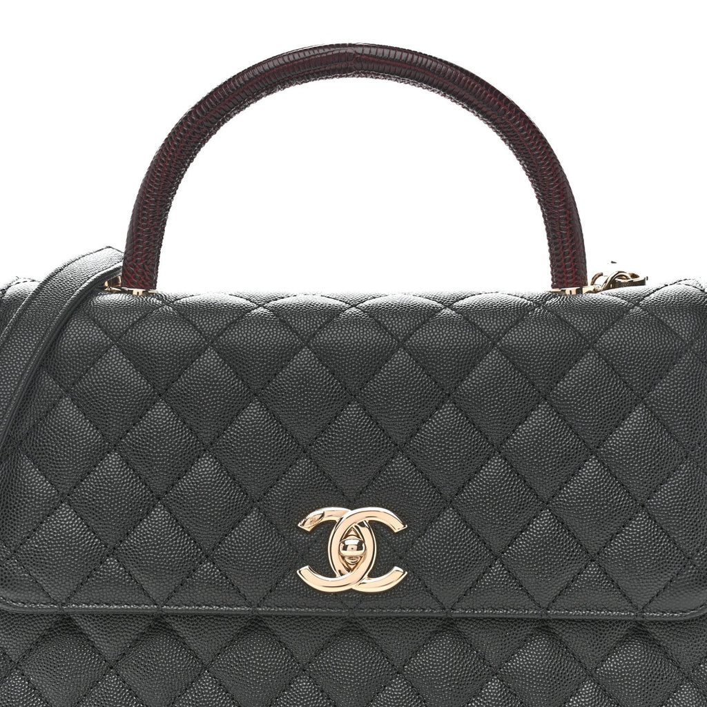 Caviar Quilted Small Coco Handle Flap Black
