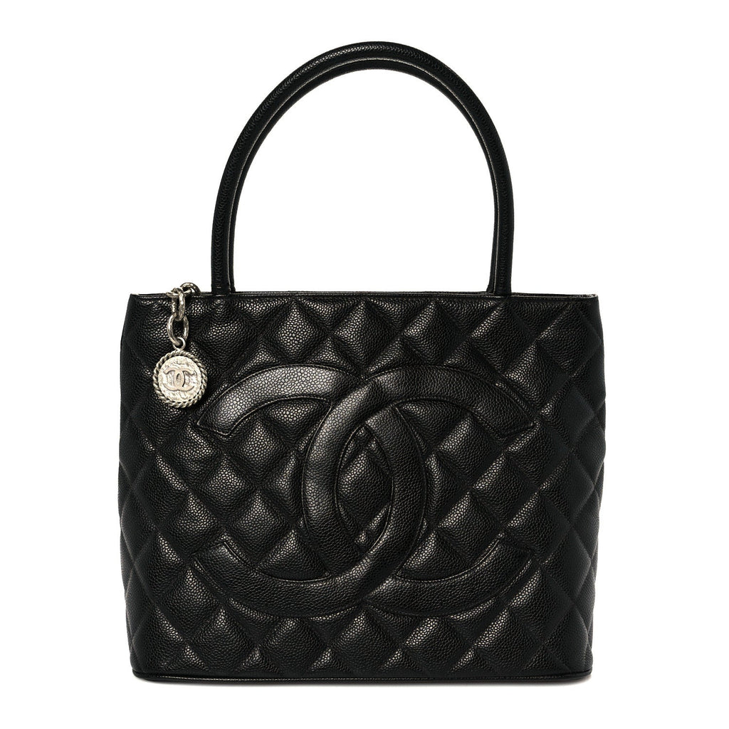 Caviar Quilted Medallion Tote Black