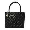 Caviar Quilted Medallion Tote Black