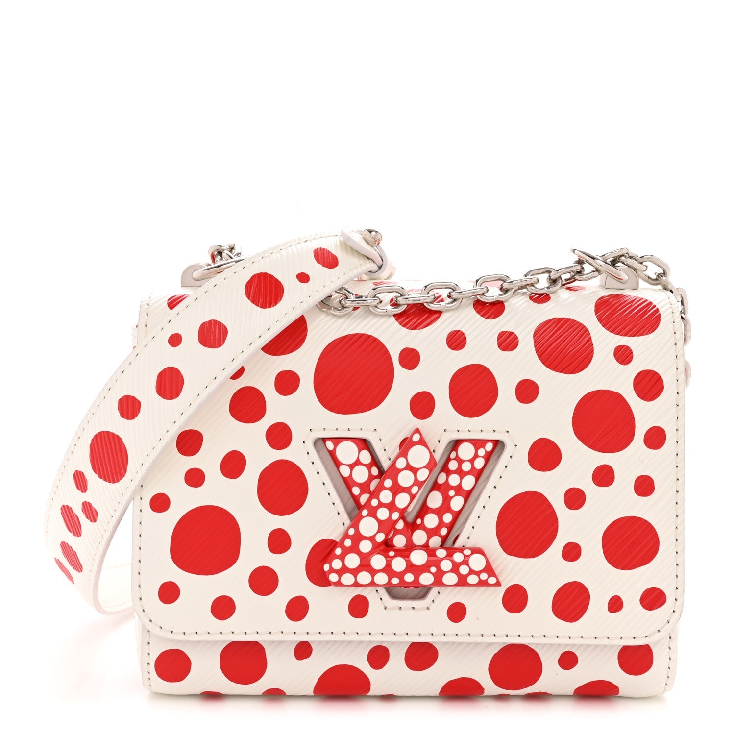 LV X YK Epi Infinity Dots Twist Shoulder Bag PM White Red