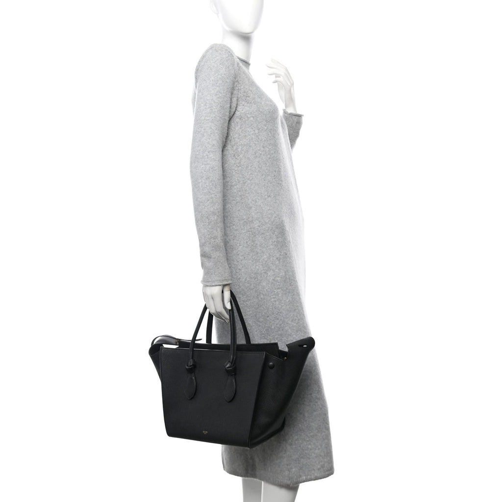 Crisped Calfskin Mini Tie Knot Tote Black