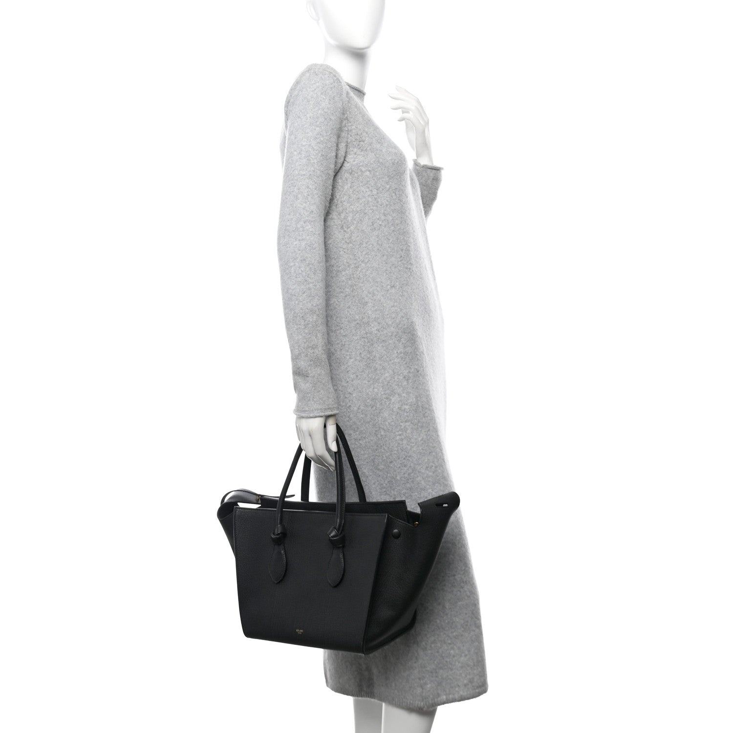 Crisped Calfskin Mini Tie Knot Tote Black