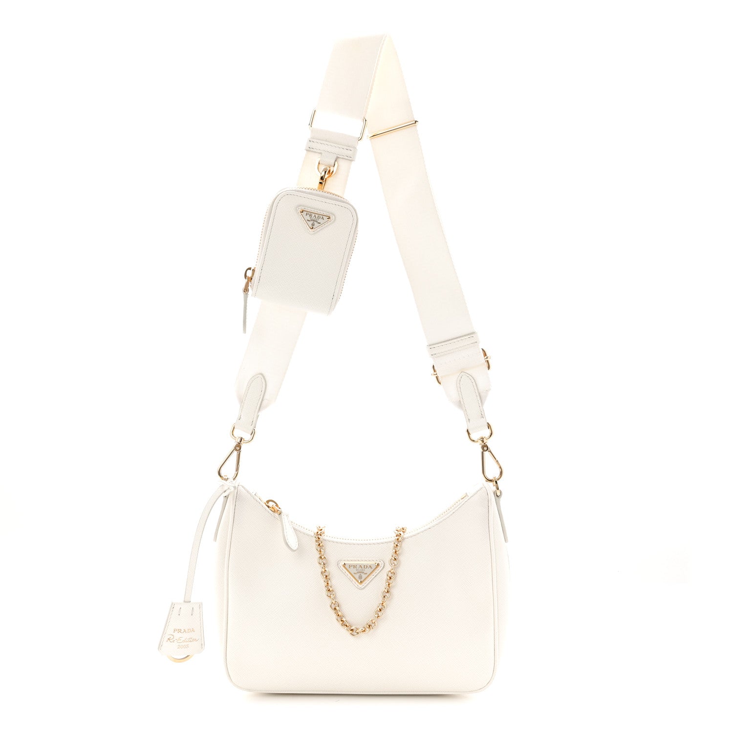 Saffiano Re-Edition 2005 Shoulder Bag White