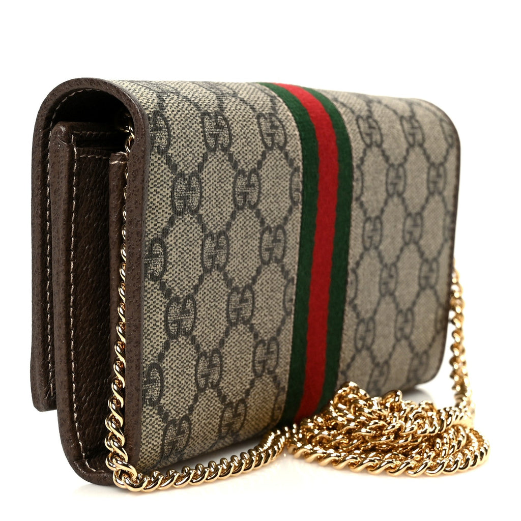 GG Supreme Monogram Web Ophidia Wallet On Chain Brown
