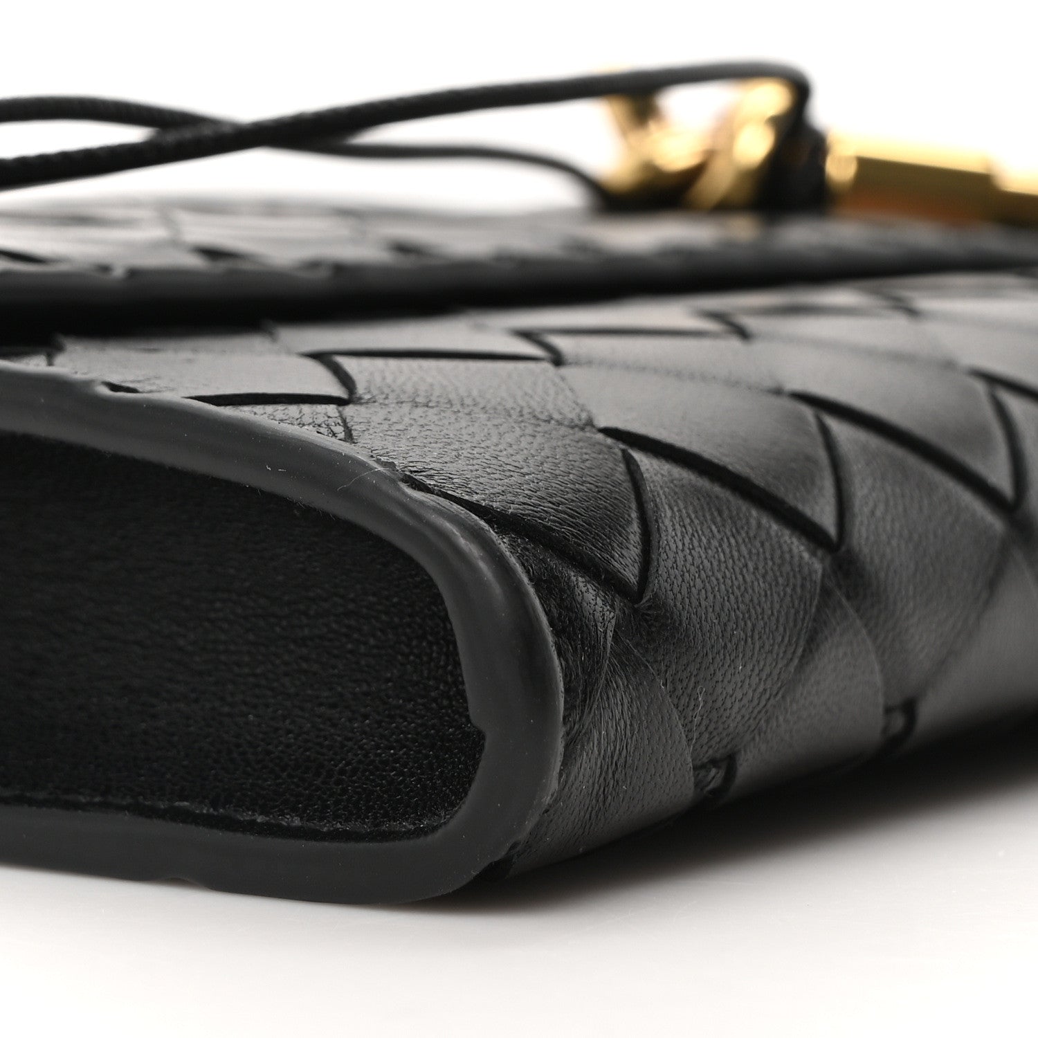 Nappa Intrecciato Long Andiamo Top Handle Clutch Black
