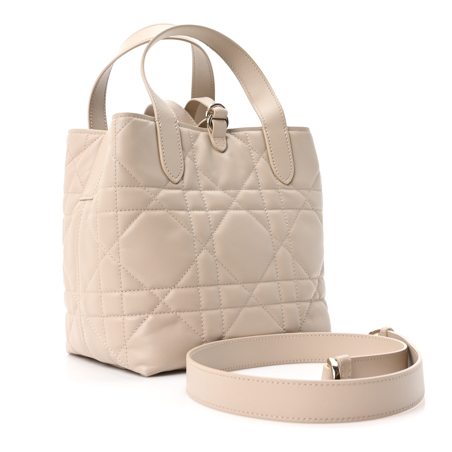 Calfskin Macrocannage Small Toujours Vertical Tote Powder Beige