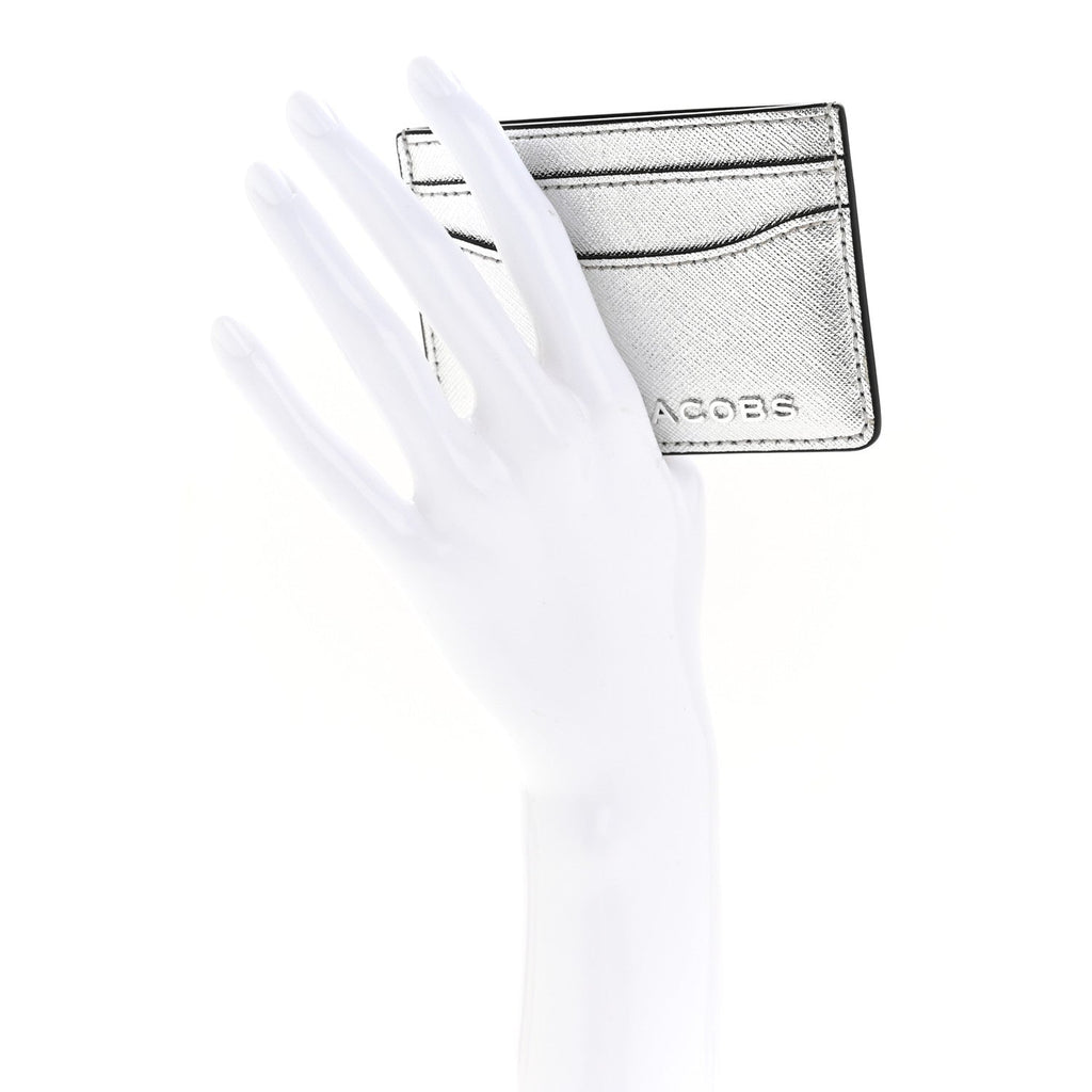Metallic Saffiano holder Silver