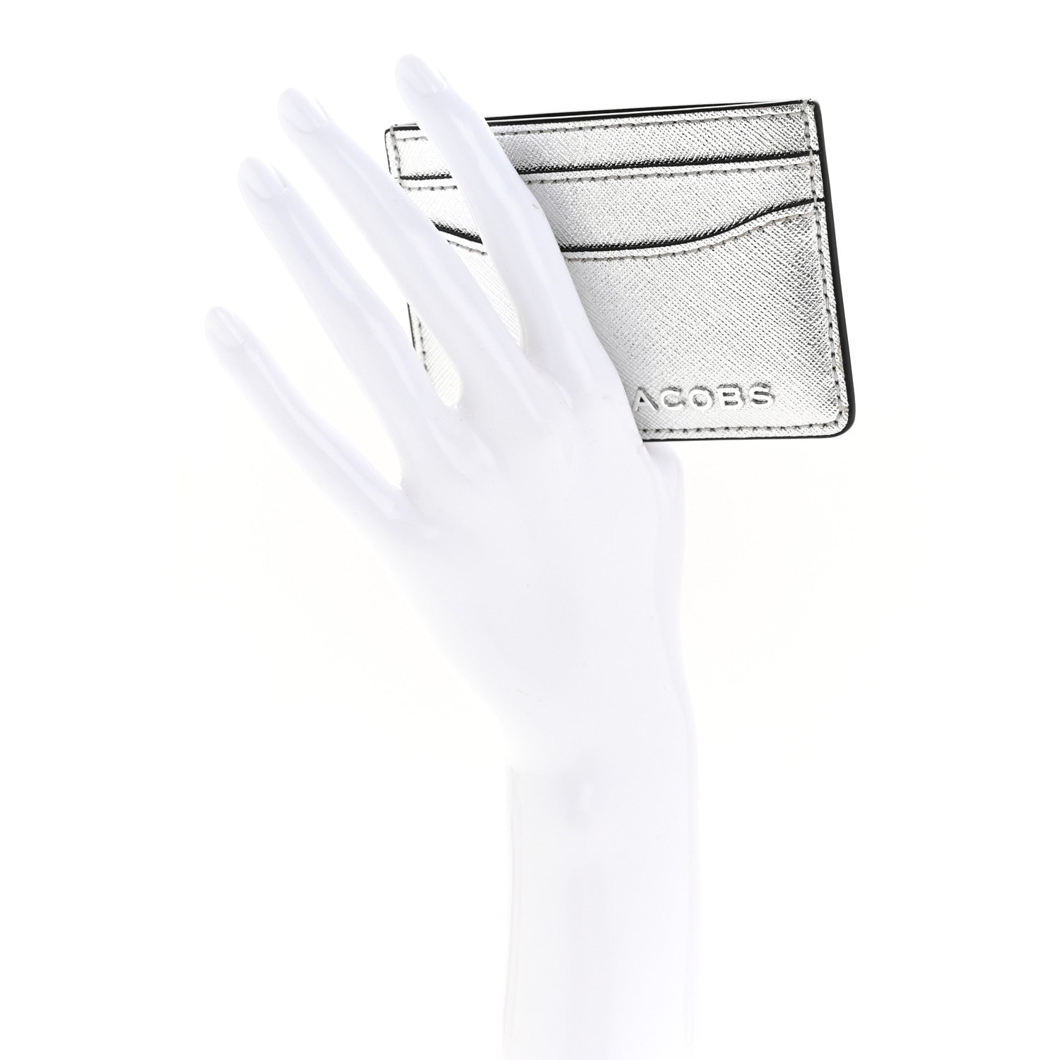 Metallic Saffiano holder Silver