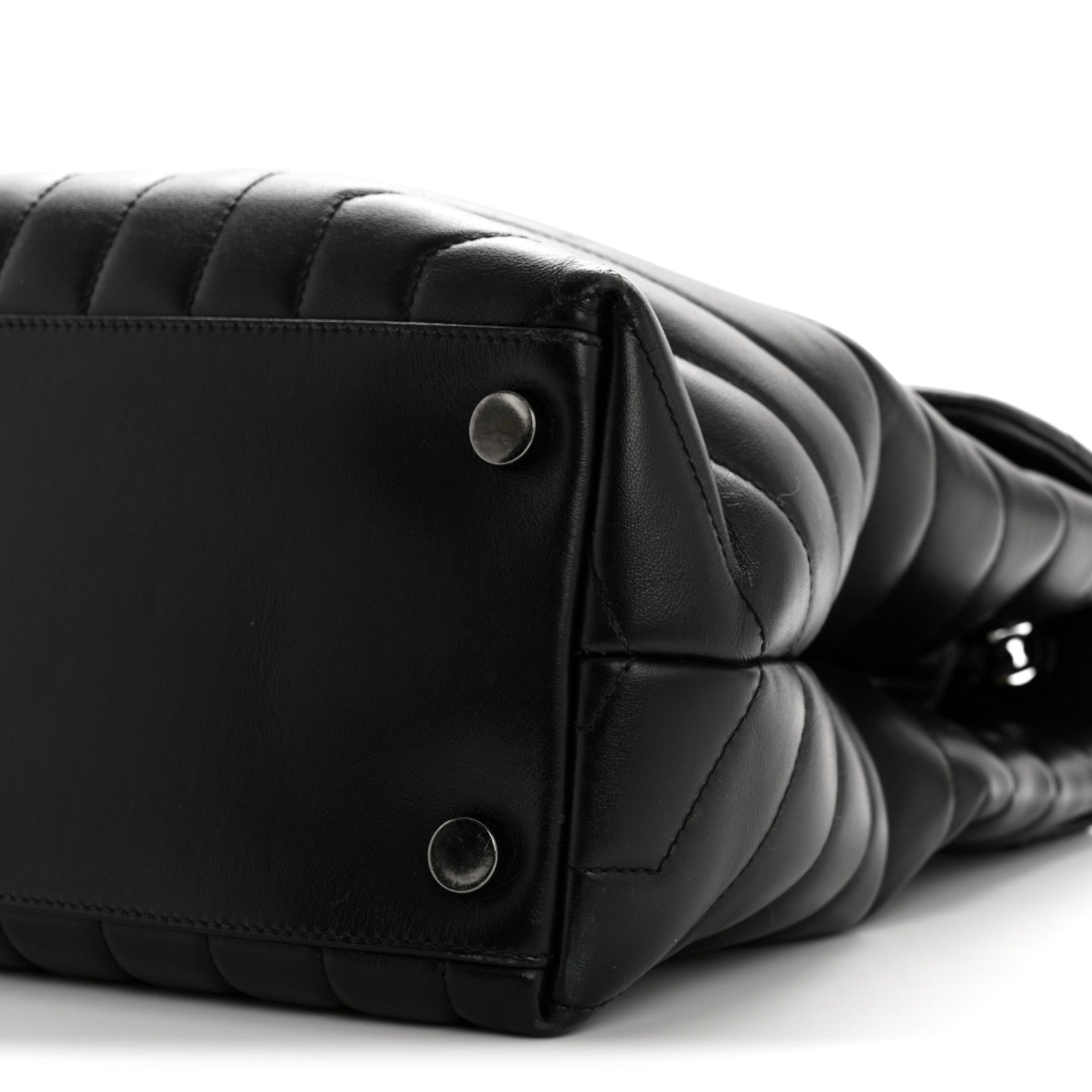 Calfskin Y Quilted Monogram Large Loulou Chain Satchel Black
